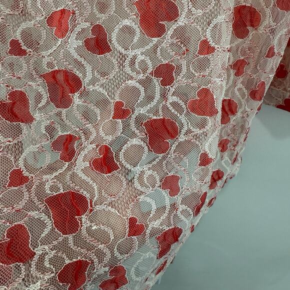 Fairy Heart Ruffle Mock Neck Sheer Mesh Lace Top Sz XL Cottage Prairie Romantic - Picture 11 of 12